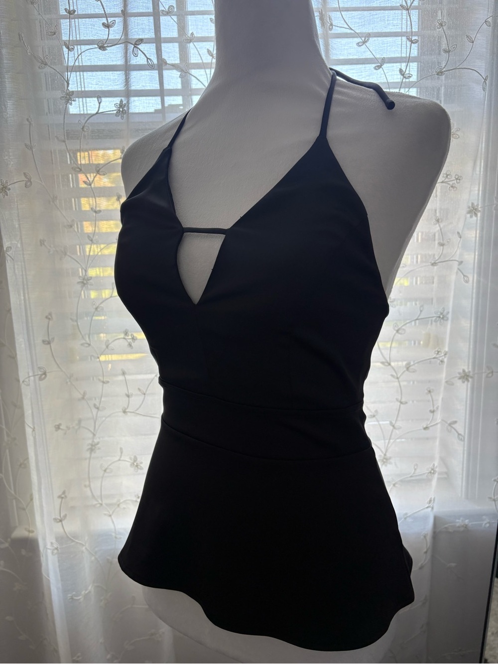 Express Black Halter Peplum Top
